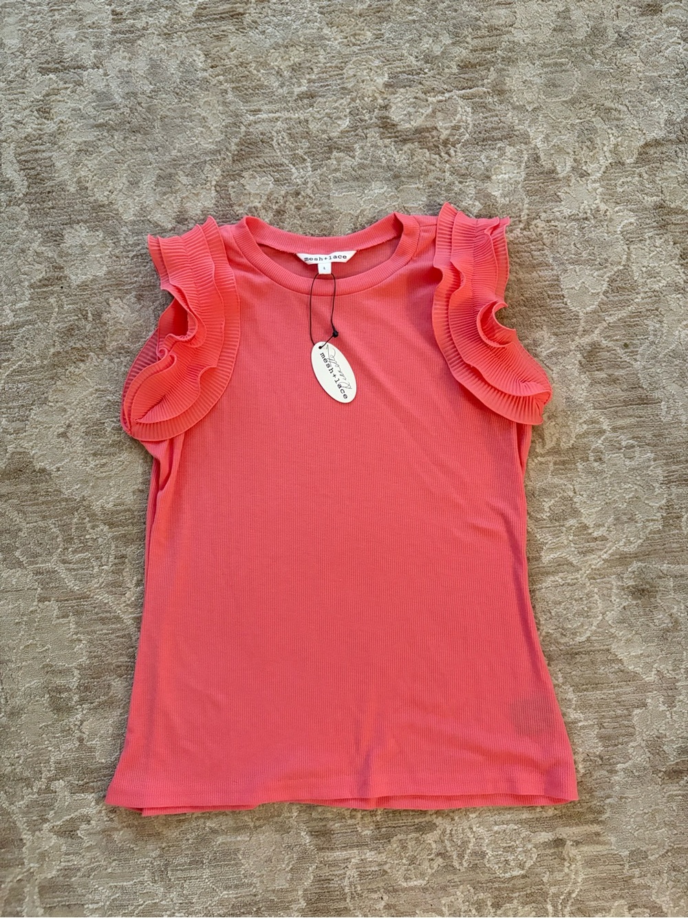 CORAL RUFFLE SLEEVE TOP 🪸